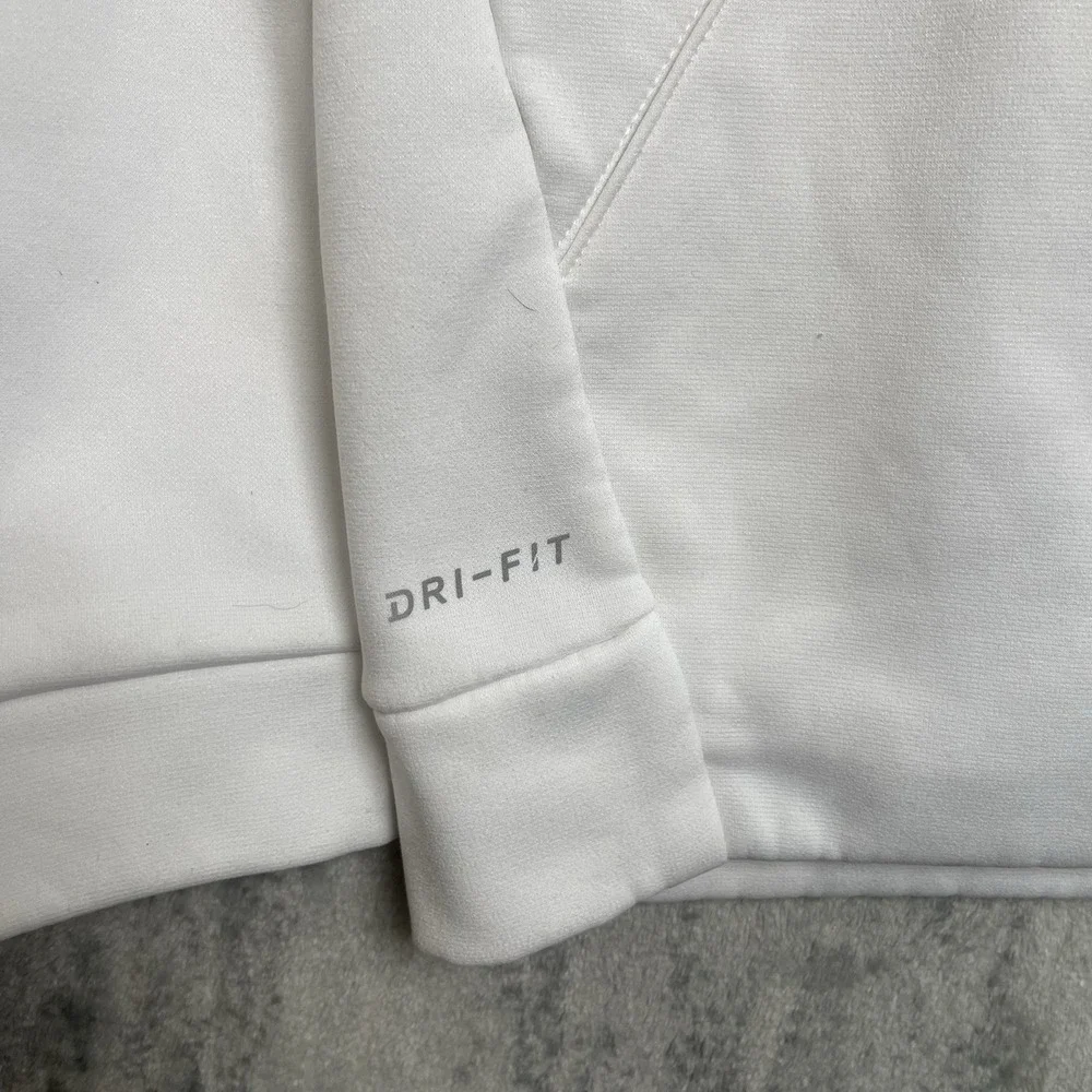 Nike Big Center Embroidered Blue Swoosh White Hoodie‎ Sweatshirt Medium